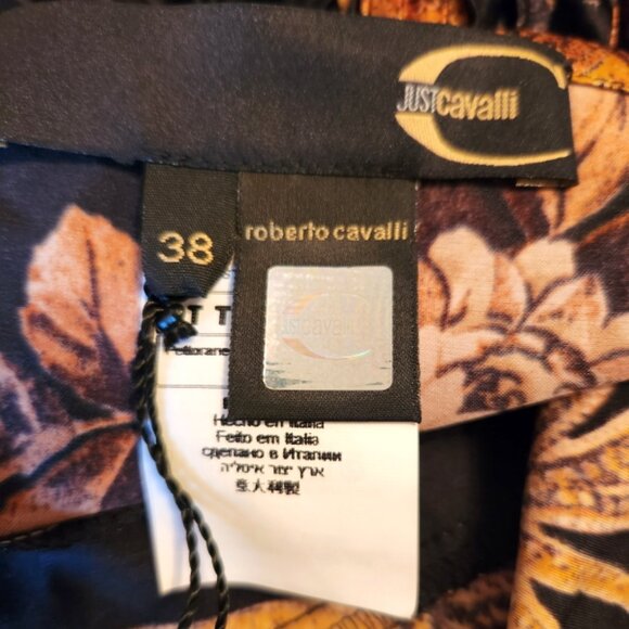 NEW Roberto Cavalli Black and Gold Satin High Low Mermaid Skirt Size 2 - Picture 3 of 6